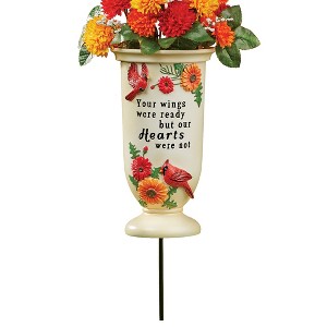 Collections Etc Cardinal & Flower Memorial Poem Vase Garden Stake - 1 of 2