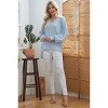 Slickblue Powder Blue Ribbed V Neck Long Sleeve Top, Cozy Lightweight Fabric, Casual & Relaxed Fit, S - 2 of 4