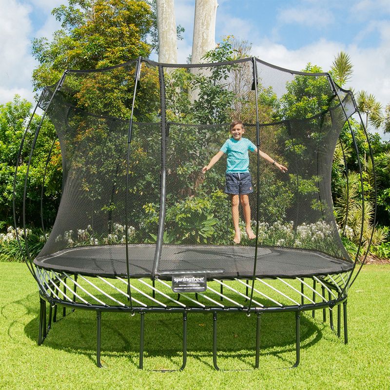 Springfree Trampoline Kids Large Square Trampoline with Safety Enclosure Net and SoftEdge Jump Bounce Mat for Outdoor Backyard Bouncing, 2 of 11