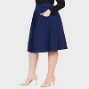 24seven Comfort Aapparel Womens Plus Pleated Elastic Waist Knee Length Pocket Skirt - 2 of 4