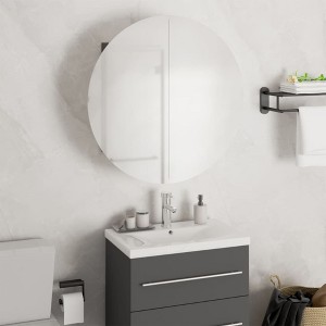 vidaXL Bathroom Cabinet with Round Mirror&LED Gray 18.5 in.x18.5 in.x6.9 in. - 1 of 4