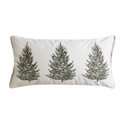 Folk Deer Christmas Trees Decorative Pillow White - Levtex Home ...