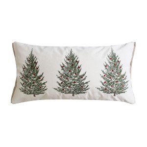 Folk Deer Christmas Trees Decorative Pillow White - Levtex Home - 1 of 3