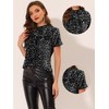 INSPIRE CHIC Women's Sequin Velvet Crew Neck Short Sleeve T-shirt - 2 of 4