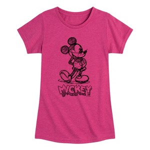 Girls' - Disney - Mickey Sketch Fitted Short Sleeve Graphic T-Shirt - 1 of 4