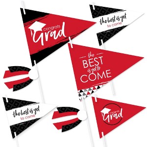 Big Dot of Happiness Red Grad - Best is Yet to Come - Triangle Red Graduation Party Photo Props - Pennant Flag Centerpieces - Set of 20 - 1 of 4