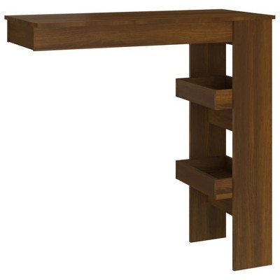 vidaXL Wall Bar Table in Brown Oak - Modern Style Engineered Wood Bar Table with Two Storage Compartments - Durable, Long-Lasting - Requires Assembly