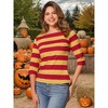 INSPIRE CHIC Women's Stripes Casual Basic Elbow Sleeves Boat Neck Slim Fit T-Shirts - 3 of 4