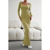 Coolmee Women's Fall Long Sleeve Square Neck Bodycon Maxi Dresses Sexy Ribbed Knit Long Sweater Lounge Dress - 3 of 4