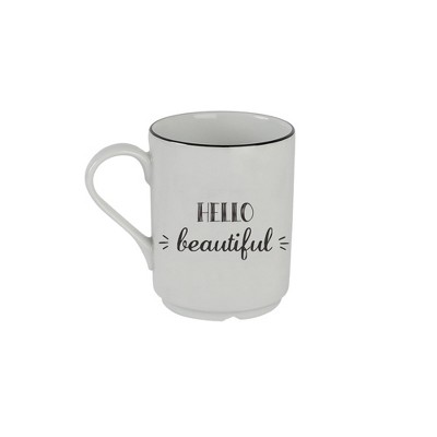 Be Happy White Ceramic 4-Piece Mug Set