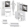 Contemporary Makeup Vanity with Padded Stool, LED Sliding Mirror, Touch-Sensitive 3 Color Lighting, Dual AC Outlets & USB Charging Ports - 2 of 4