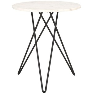 Cade Marble Side Table - ACC3713A - White Marble/Black - Safavieh - 1 of 4