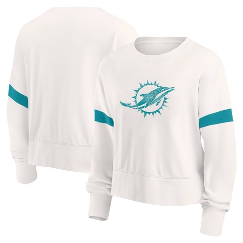 Nfl Miami Dolphins Women's Primary Antique Long Sleeve Crew Fleece