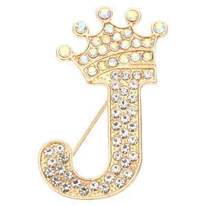 Unique Bargains Women Rhinestone Initial Alphabet Badges Pins and Clips - 1 of 4