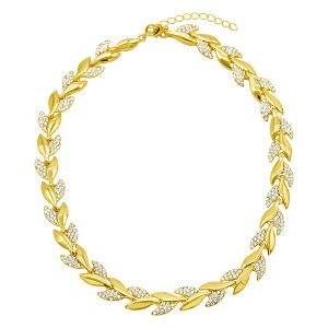 Adornia 14k Gold Plated Crystal Leaf Necklace - 1 of 3