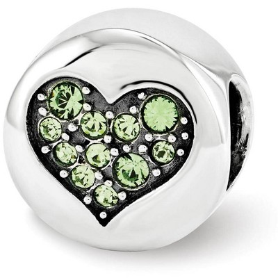 Black Bow Jewelry Sterling Silver with Crystals August Heart Strength Bead Charm