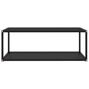 vidaXL Rectangular Coffee Table – Black Tempered Glass Tabletop, Steel Frame, Two-Tier Design – Modern Decorative & Functional Living Room Furniture - 1 of 4