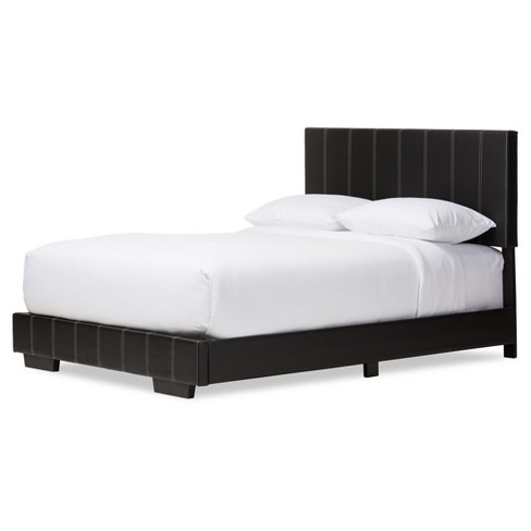 NEW HOLTEN MODERN BLACK BYCAST LEATHER FAUX CRYSTAL TWIN FULL QUEEN PLATFORM BED 