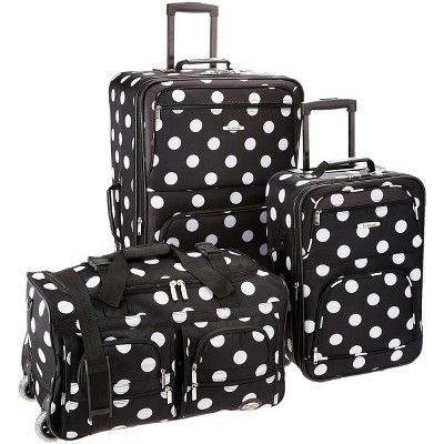 Rockland Vara Softside 3-Piece Upright Luggage Set ExpandableBlack dot (20/22/28)