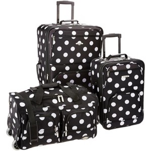 Rockland Vara Softside 3-Piece Upright Luggage Set ExpandableBlack dot (20/22/28) - 1 of 4