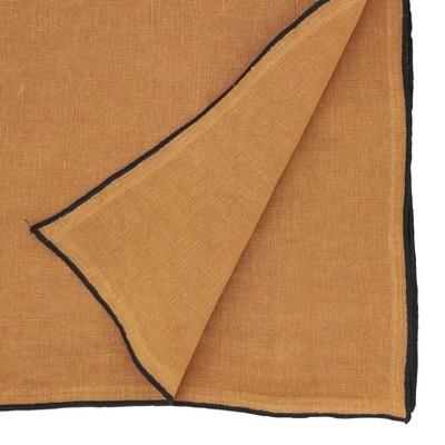 Terracotta Linen Rectangle Table Runner with Piping Trim