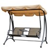 Outsunny 2-Person Porch Swing, Outdoor Patio Swing Bench with Adjustable Tilt Canopy, Cup Holder and Storage Tray, Steel Frame, Brown - 4 of 4