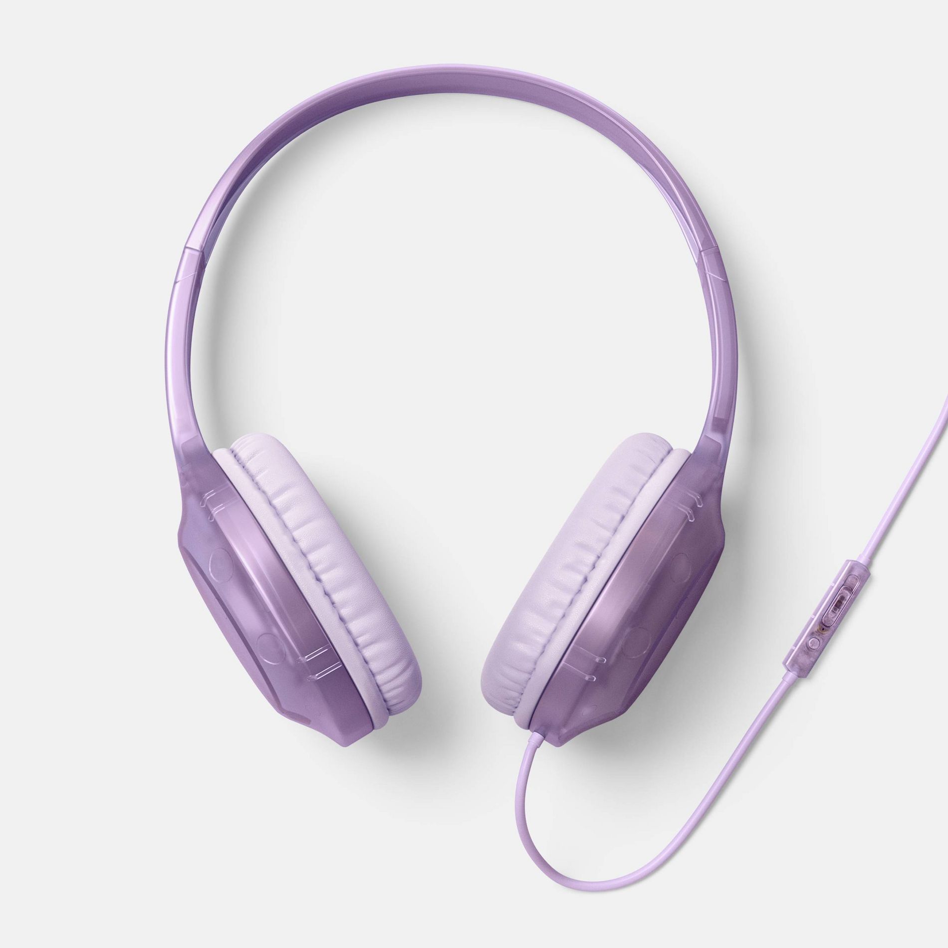 Wired On-Ear Translucent Jelly Headphones - heyday™ Lavender: Built-In Microphone