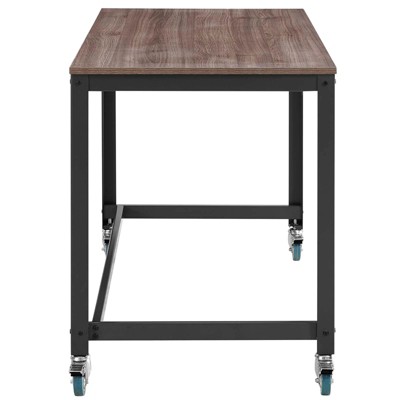 Gray Wood Office Desk with Drawer and Filing Cabinet