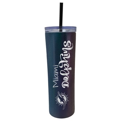 NFL Miami Dolphins 20oz Onyx Skinny Tumbler with Straw