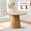 Extendable Dining Room Table,47" Wood Round Dining Table for Dining Room,Kitchen,Farmhouse-Tanpinhause - 3 of 4