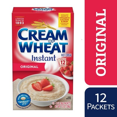 Cream of Wheat Instant Hot Cereal, Original Flavor, Kosher, Shelf-Stable, 12 oz (Pack of 4)
