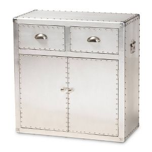 Serge Metal 2 Door Accent Storage Cabinet Silver Baxton Studio Target