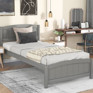 ALEXOUN Twin Size Bed Frame, Wood Platform Bed with Headboard and Footboard & Wood Slat Support,for Apartments Small Spaces - 1 of 4