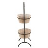 LuxenHome 2-Tier Wood Cachepot Planters with Black Metal Stand Brown - 3 of 4