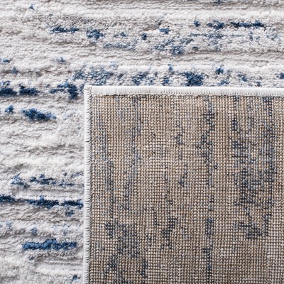 Amelia 3' x 5' Grey and Navy Abstract Synthetic Area Rug