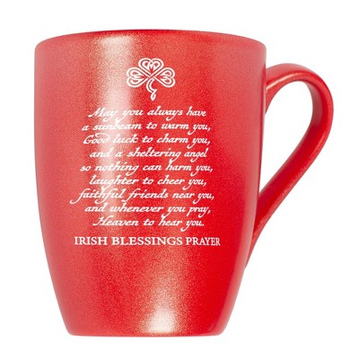 Elanze Designs Inspirational Coffee Cup Mug 10 Ounce Ceramic With Shimmery Metallic Finish Irish Blessing Prayer Crimson Red
