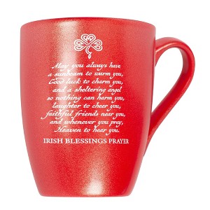 Elanze Designs Inspirational Coffee Cup Mug 10 Ounce Ceramic With Shimmery Metallic Finish Irish Blessing Prayer Crimson Red - 1 of 4