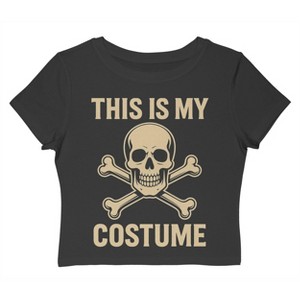 Rerun Island Women This Is My Costume Cross Skull Short Sleeve Graphic Cotton Baby Tee - 1 of 4