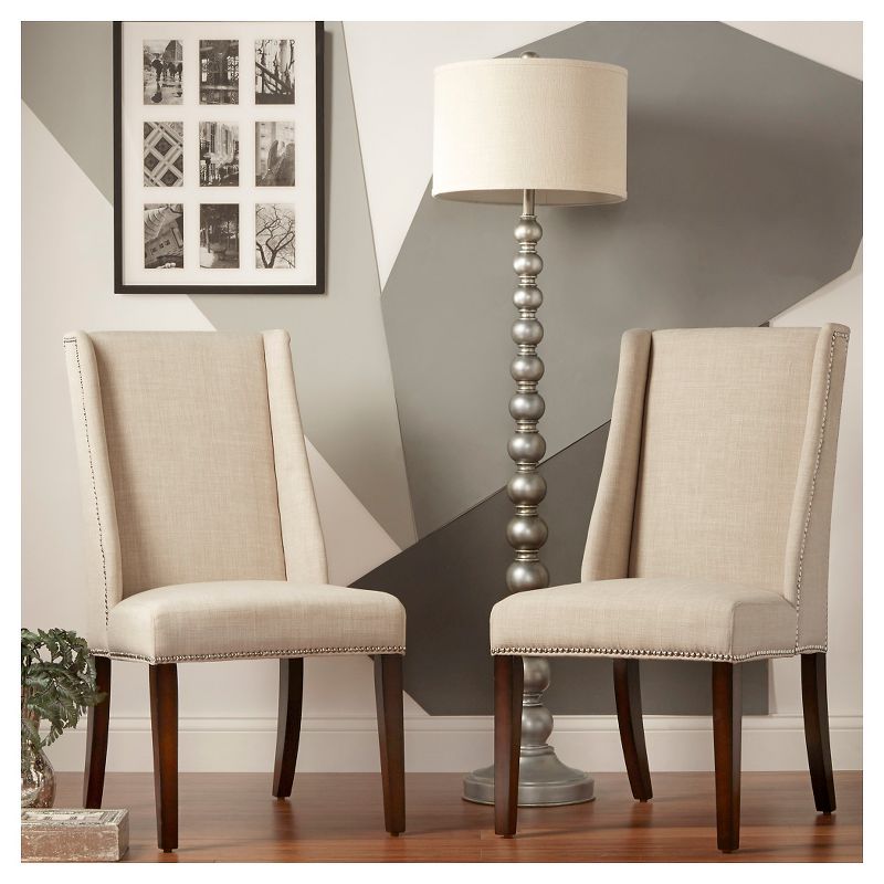 Set of 2 Harlow Wingback Dining Chair with Nailheads Oatmeal - Inspire Q, 5 of 7