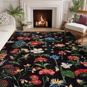Vintage Floral 5x7 Area Rugs for Living Room Rug, Machine Washable Rug Non Slip Area Rug for Bedroom Low Pile Carpet Ultra Soft Boho Rugs - 1 of 4