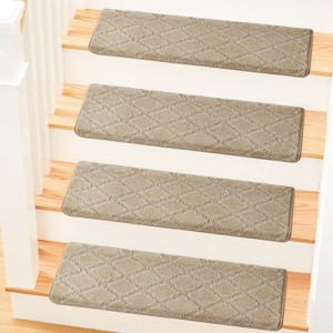 MBIGM Bullnose Non-Slip Stair Treads, 9.5" x 30" Wooden Steps Protection - TPU Backing & Steel Reinforcement - Anti-Slip - 1 of 4