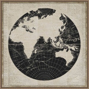 Amanti Art 30"x30" World News Map II by Elizabeth Medley Framed Canvas Wall Art Print Bronze : Modern Style, Polystyrene Frame - 1 of 4