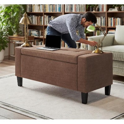 Kumasinova 36" Linen Storage Ottoman Bench,Entryway Bench with Lift-Top,Ottoman Foot Rest with Rubberwood Legs,End of Bed Storage Bench for Bedroom