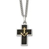 Chisel Stainless Steel with Diamond-cut 14K Gold Accent with Black Enamel Cross and Anchor Pendant on a 24" Necklace - 2 of 4