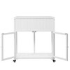 35“W Wood Garden Greenhouse Balcony Mini Cold Frame with Wheels, Raised Bed with Liner and 2 Doors for Indoor Outdoor Use, White/Black-ModernLuxe - 3 of 4