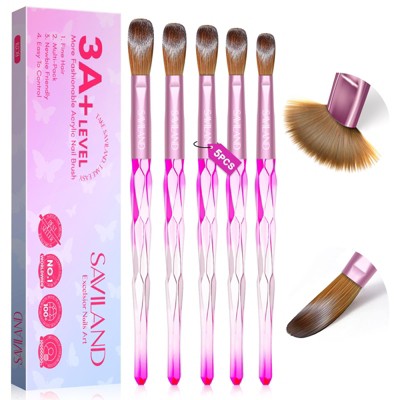 SAVILAND Pro Acrylic Brush Set - 5-Size Kit (#4/8/10/14/16) for Extension & Carving, Salon & DIY.