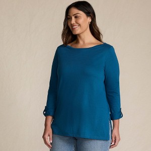 Lands' End Women's Supima Cotton Adjustable 3/4 Sleeve Boatneck Tunic - 1 of 4