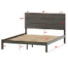 Full/Queen Size Farmhouse Wooden Platform Bed with 2 Bedside Lights - ModernLuxe - 4 of 4