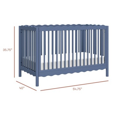 Cove Blue Pine Wood 4-in-1 Convertible Crib with Toddler Bed Kit