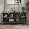 VYNXARIA Retro 4-Door Sideboard,Artificial Rattan Doors and Transparent Glass, Accent Cabinet for Entryway Dining Room,Living Room,Gray - 3 of 4